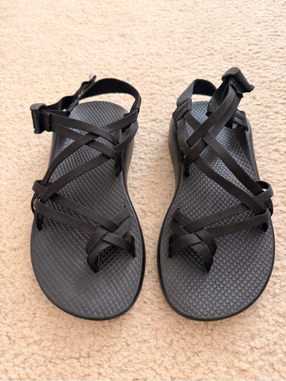 Chaco Women's Black Strappy Sandals with Adjustable Heel Strap